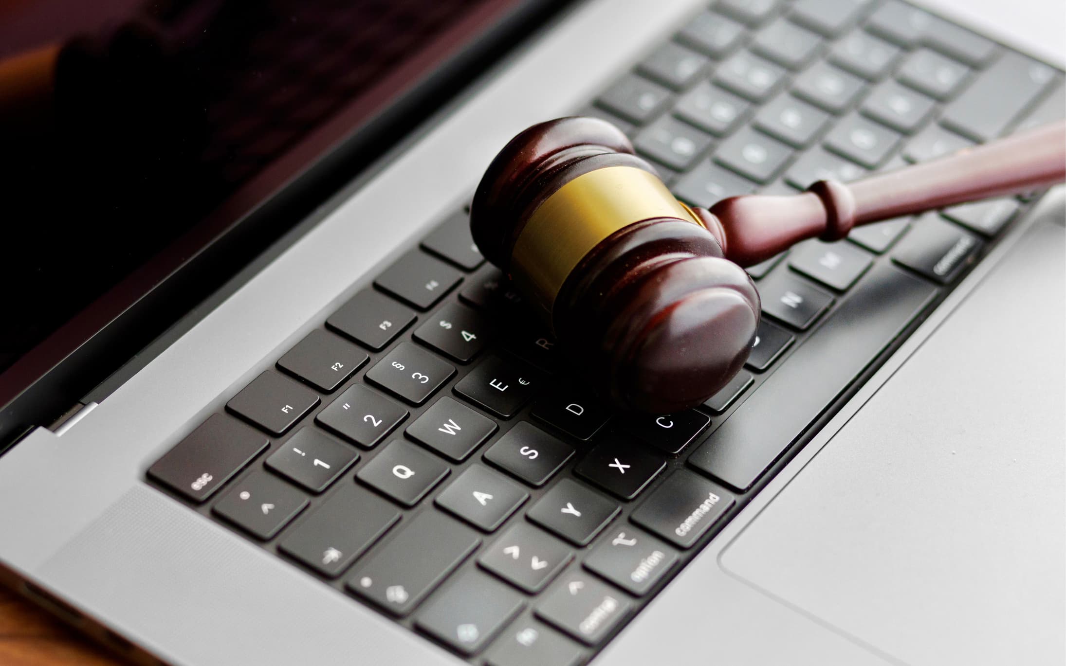 Best online will services concept with gavel on laptop keyboard