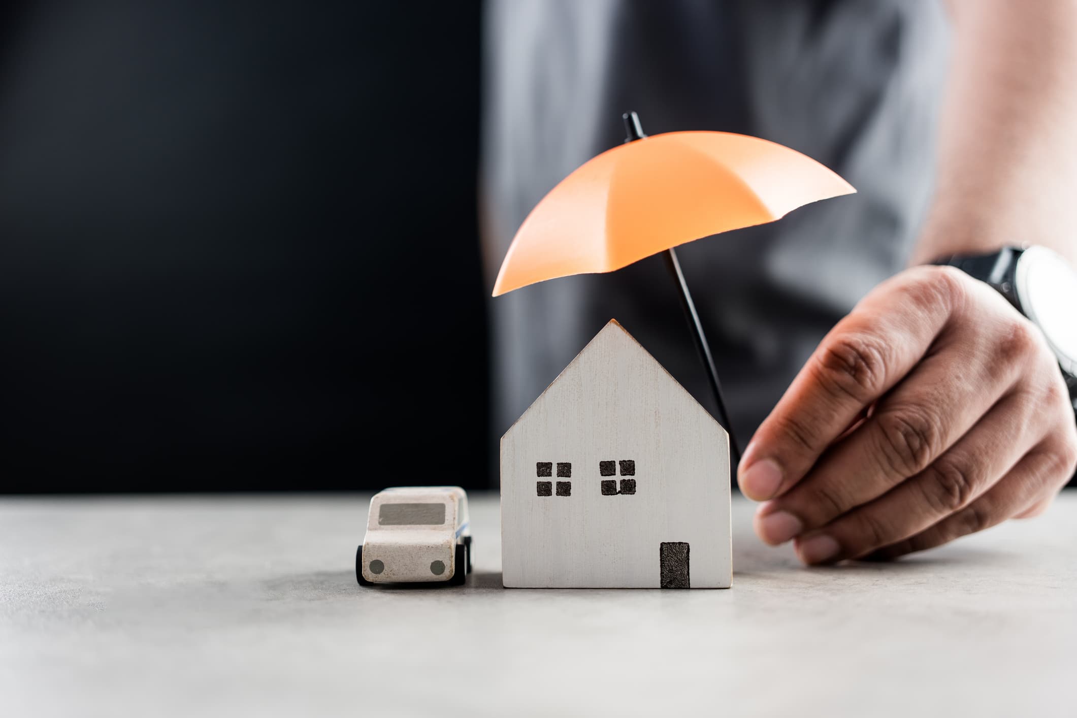 Allstate insurance review showing bundled home and auto insurance protection with a house and vehicle under an umbrella