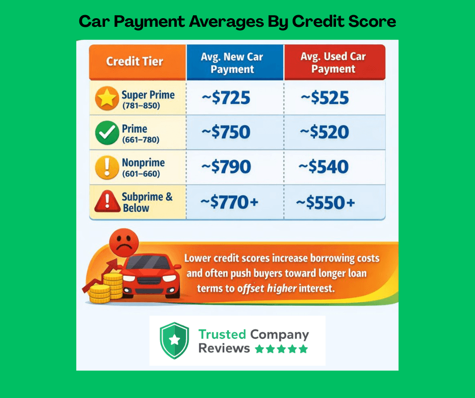 How loan term affects monthly car payments and total interest costs for 36-, 48-, 60-, and 72-month auto loans
