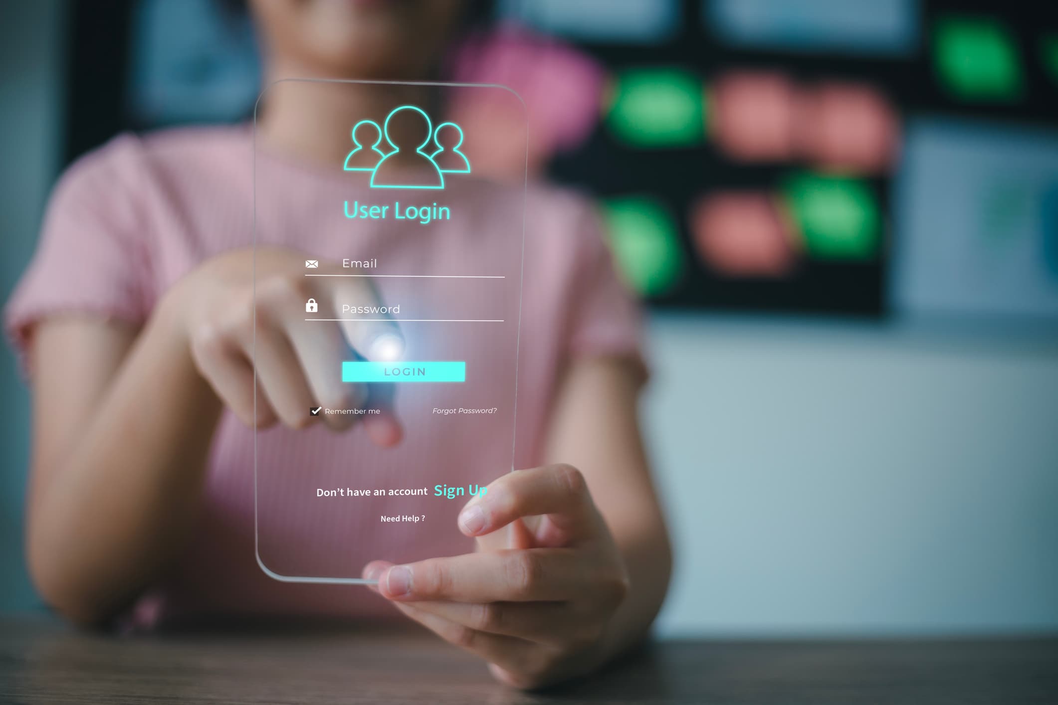 Person interacting with a digital login screen illustrating password security and password manager technology.