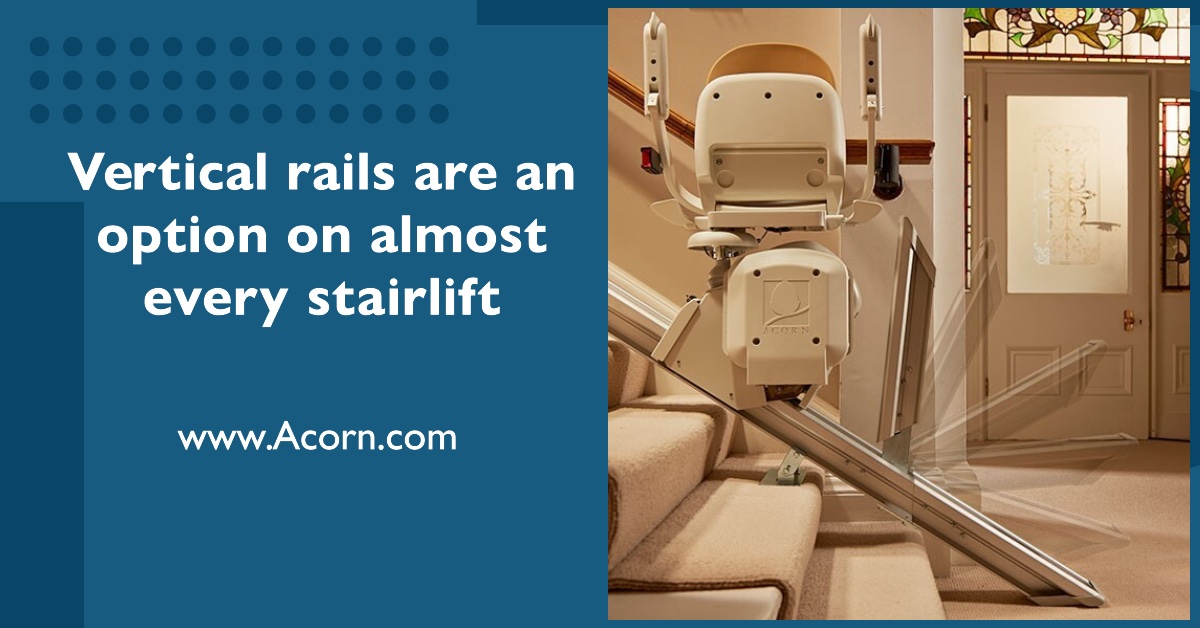 Acorn stair lift with vertical rails 