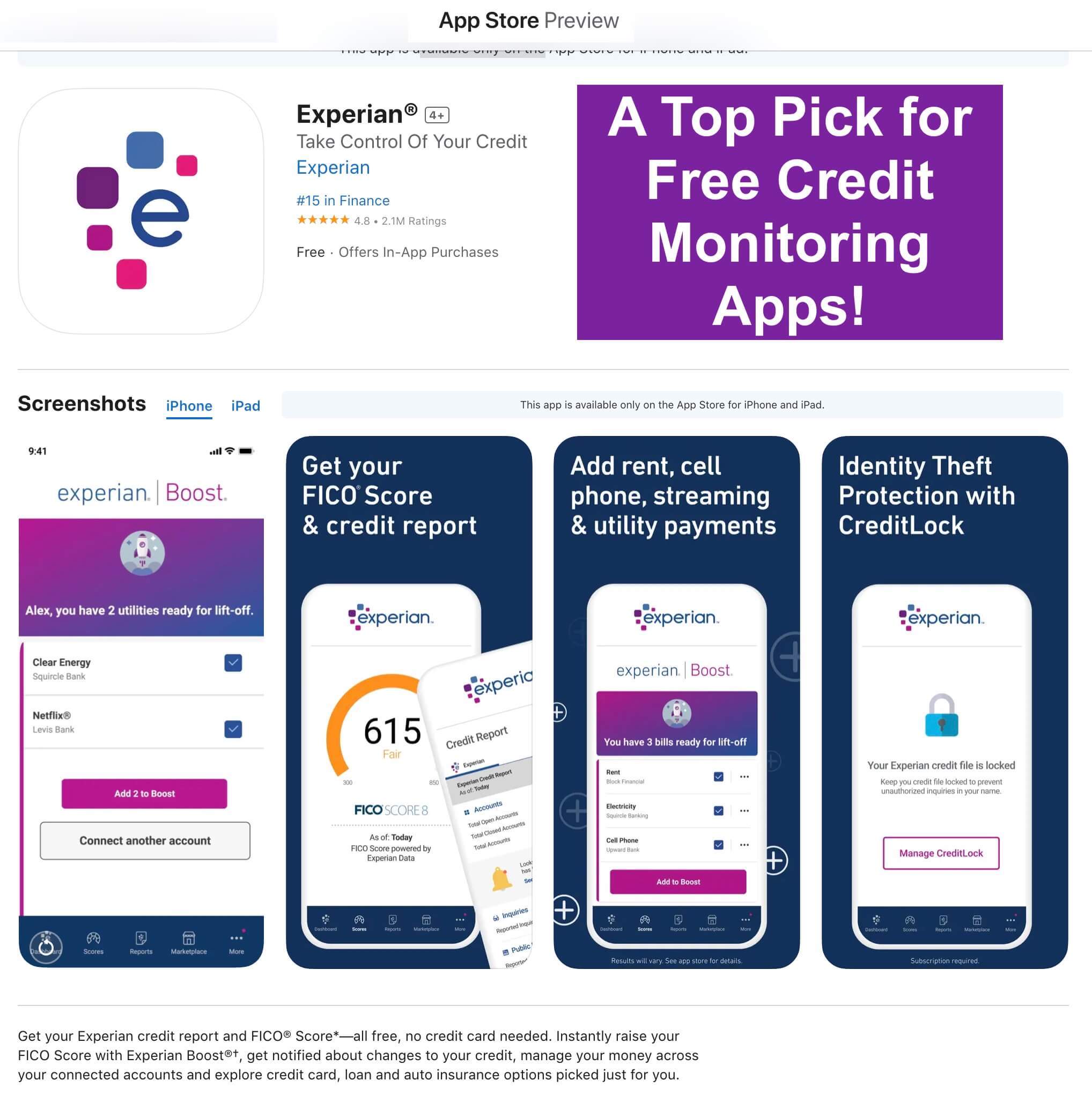 best free credit monitoring app: Experian 