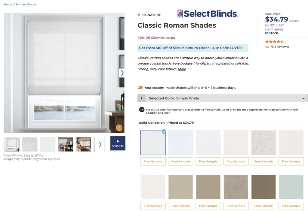roman shades by select blinds 