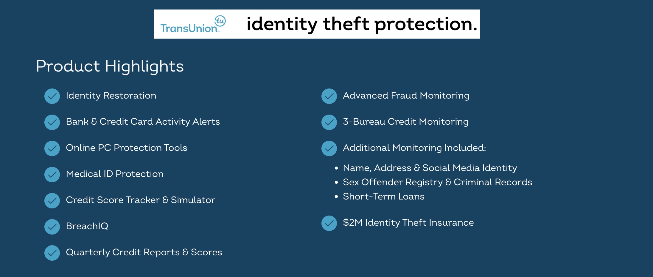 Best Id Theft Protection with Credit Monitoring Services: TransUnion 