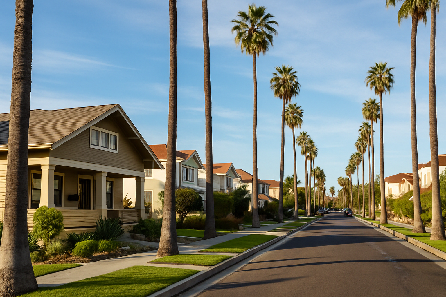 Palm-lined residential street in California, representing personal loans in California