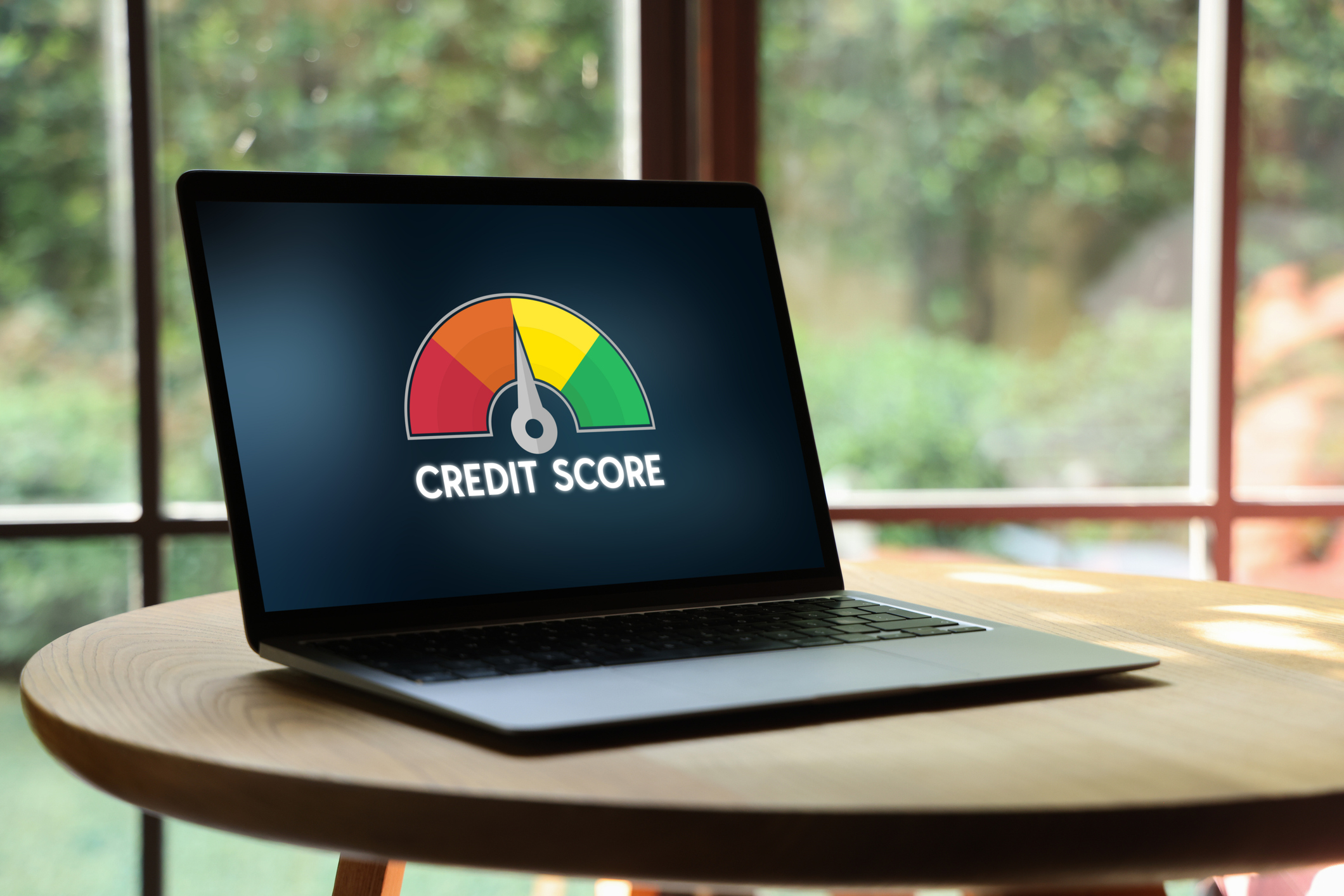 Laptop displaying a credit score gauge, representing the concept of what is a tier one credit score.